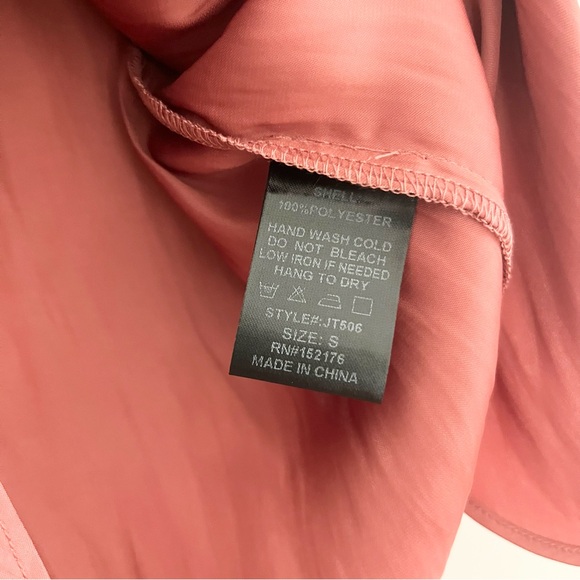 Reset By Jane V Neck Silky Fabric Short Sleeve Stand Up Collar Blouse Esme Top S - Picture 5 of 7